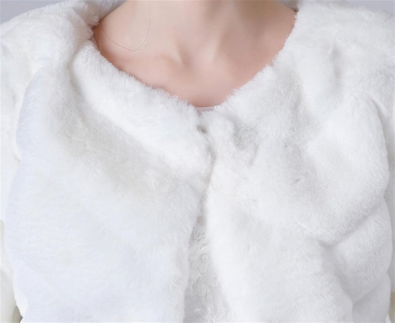 BESTORI Girls Princess Faux Fur Wrap Shawl Cozy Flower Girls Bolero Shrug Winter Warm Cape Party Wedding Dress Up - Image 3